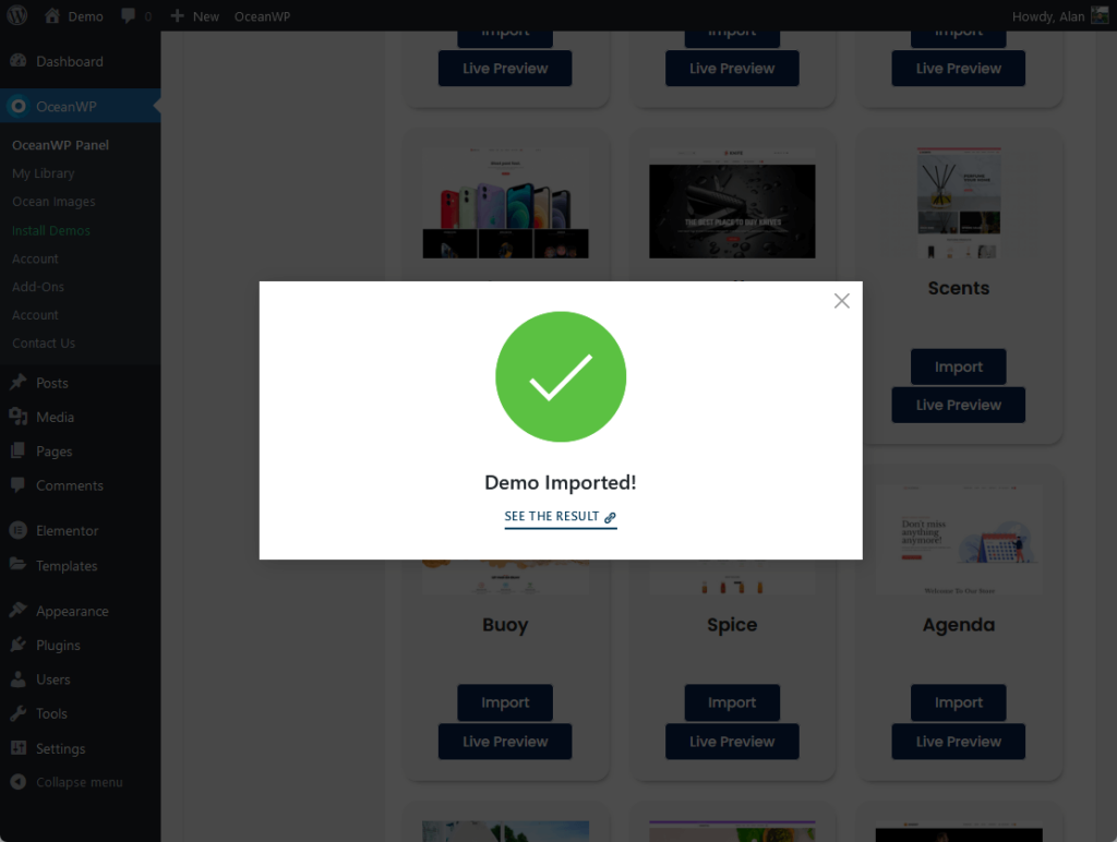 demo imported - see the result