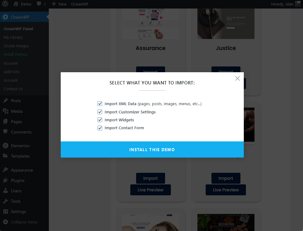 select what you want to import