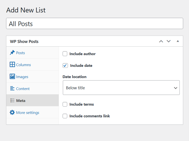seeing all the meta options available in wp show posts