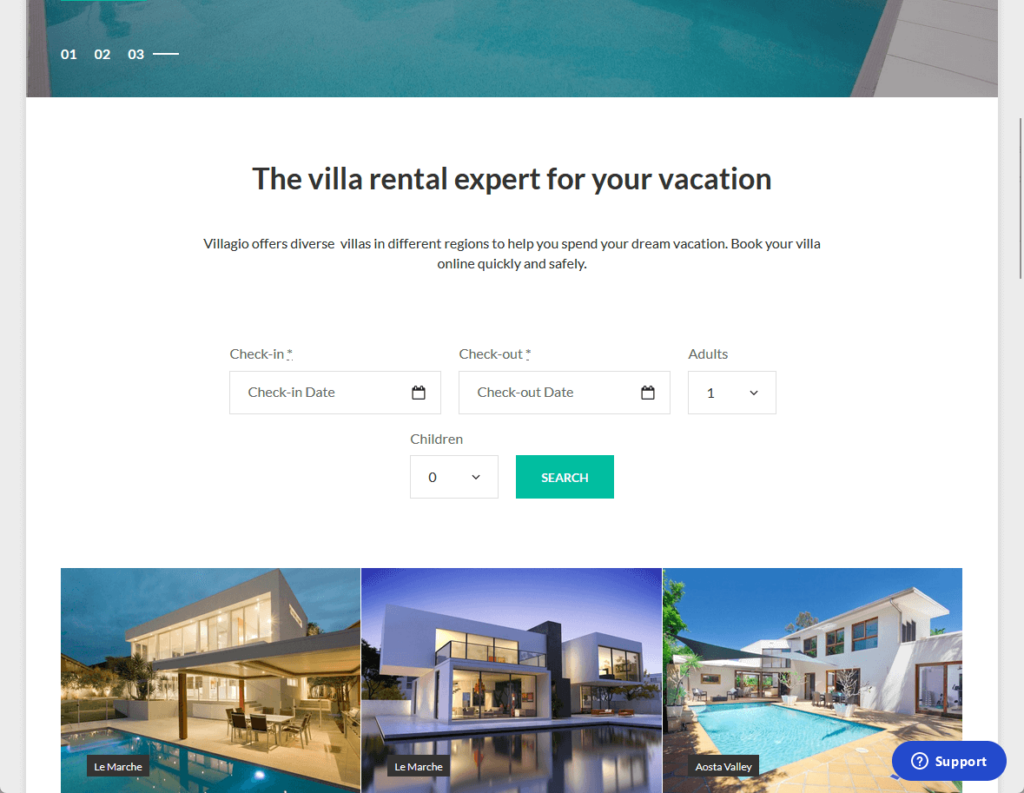 using the villas demo site from motopress hotel booking