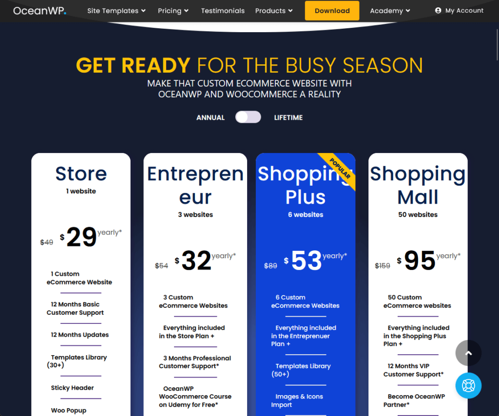 all the oceanwp ecommerce treasure box plans