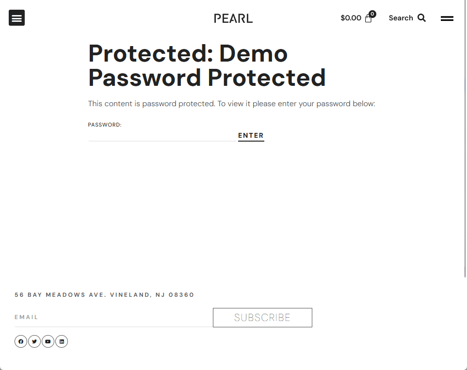 what a password protected page looks like