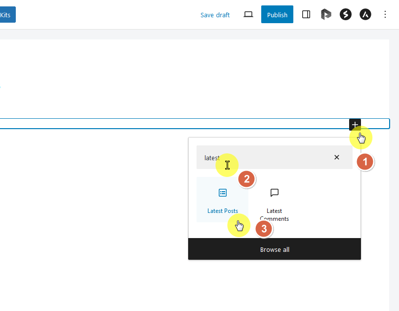 search for the latest posts block