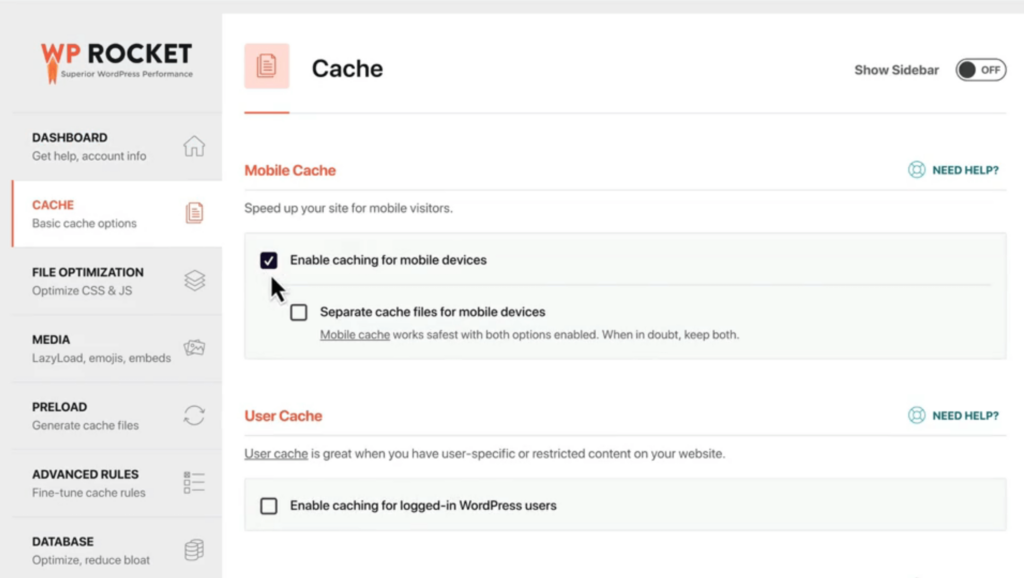 separate cache files for mobile devices