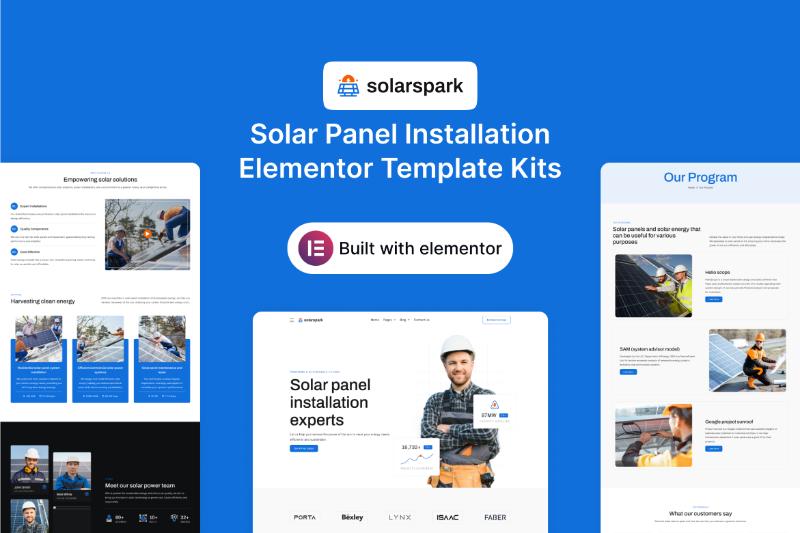 SolarSpark - Solar Panel Installation Elementor Template Kit