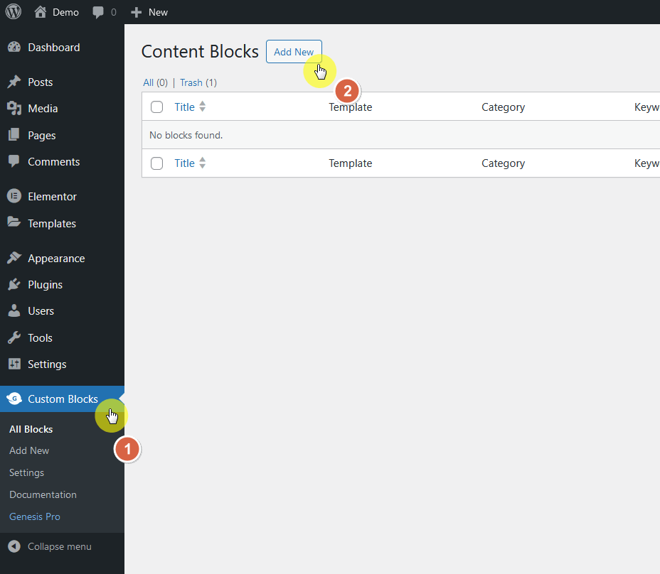 add a new content block using the genesis custom blocks plugin