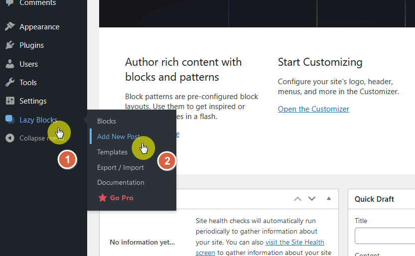 add a new custom block using lazy blocks