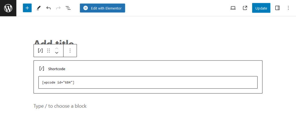 paste the custom block shortcode from wpcode