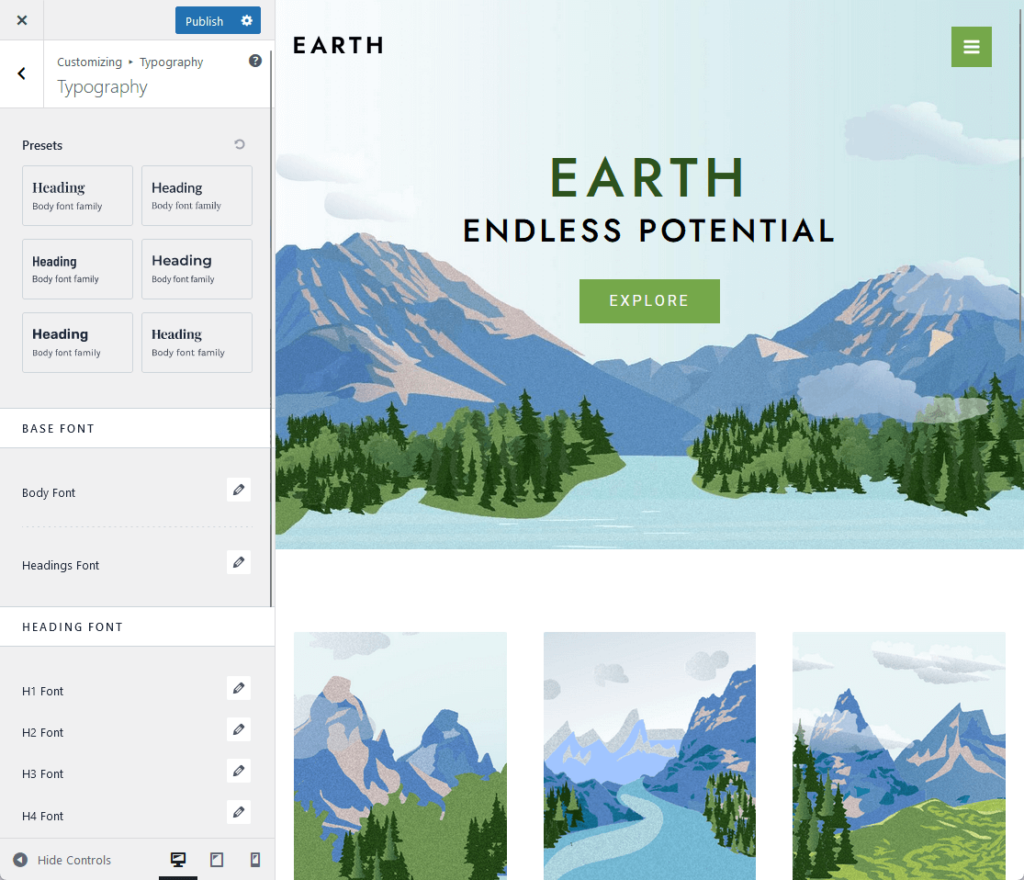 customizing the typography of the astra theme