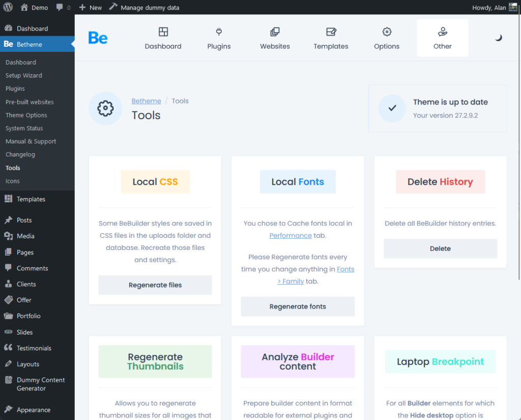 all the available betheme tools