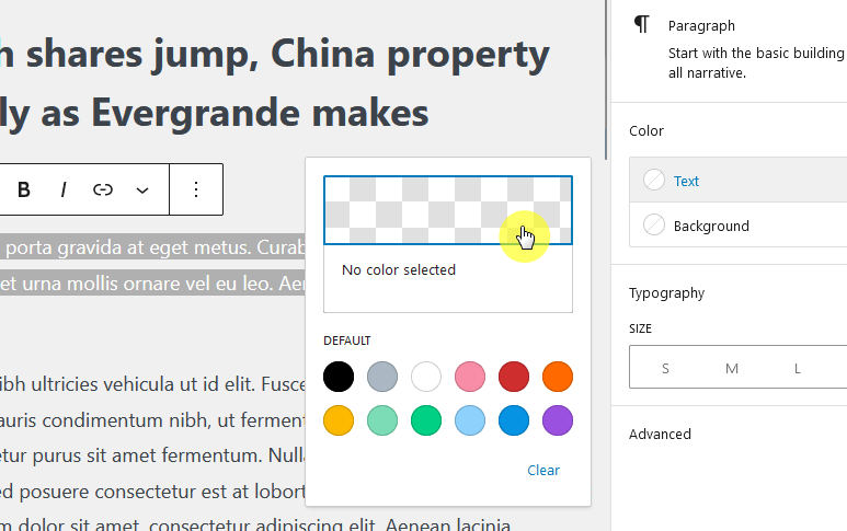 color field text font wordpress