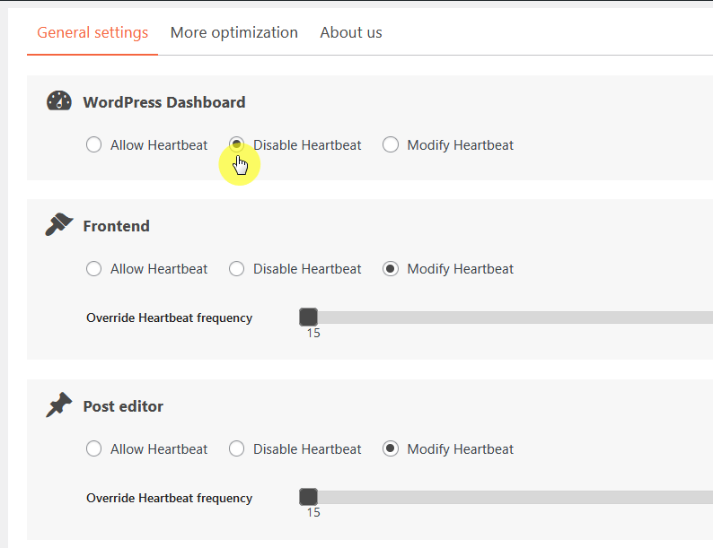 disable the heartbeat API using the heartbeat control plugin