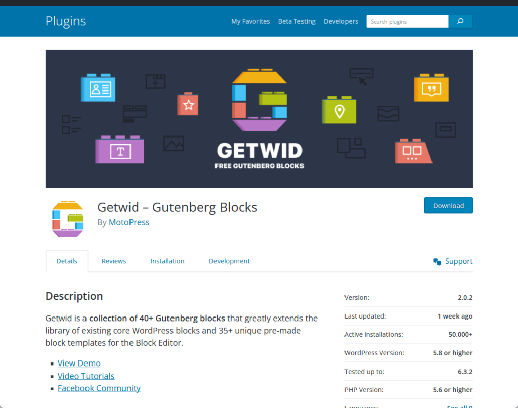 getwid gutenberg blocks by motopress