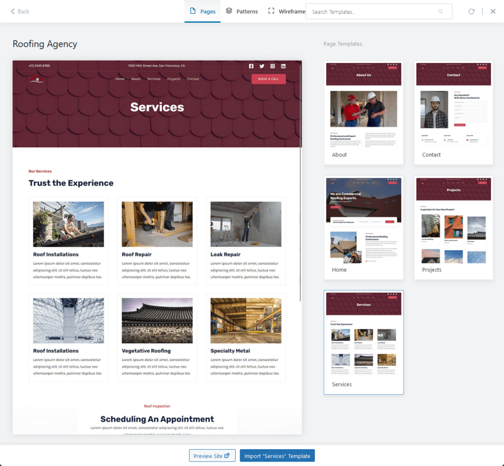 import specific pages from starter templates in astra
