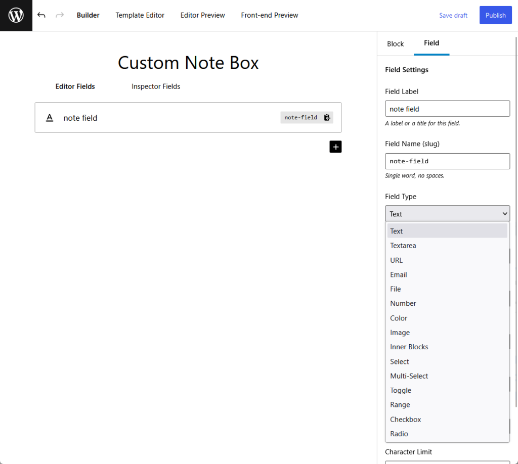 give the component a field label