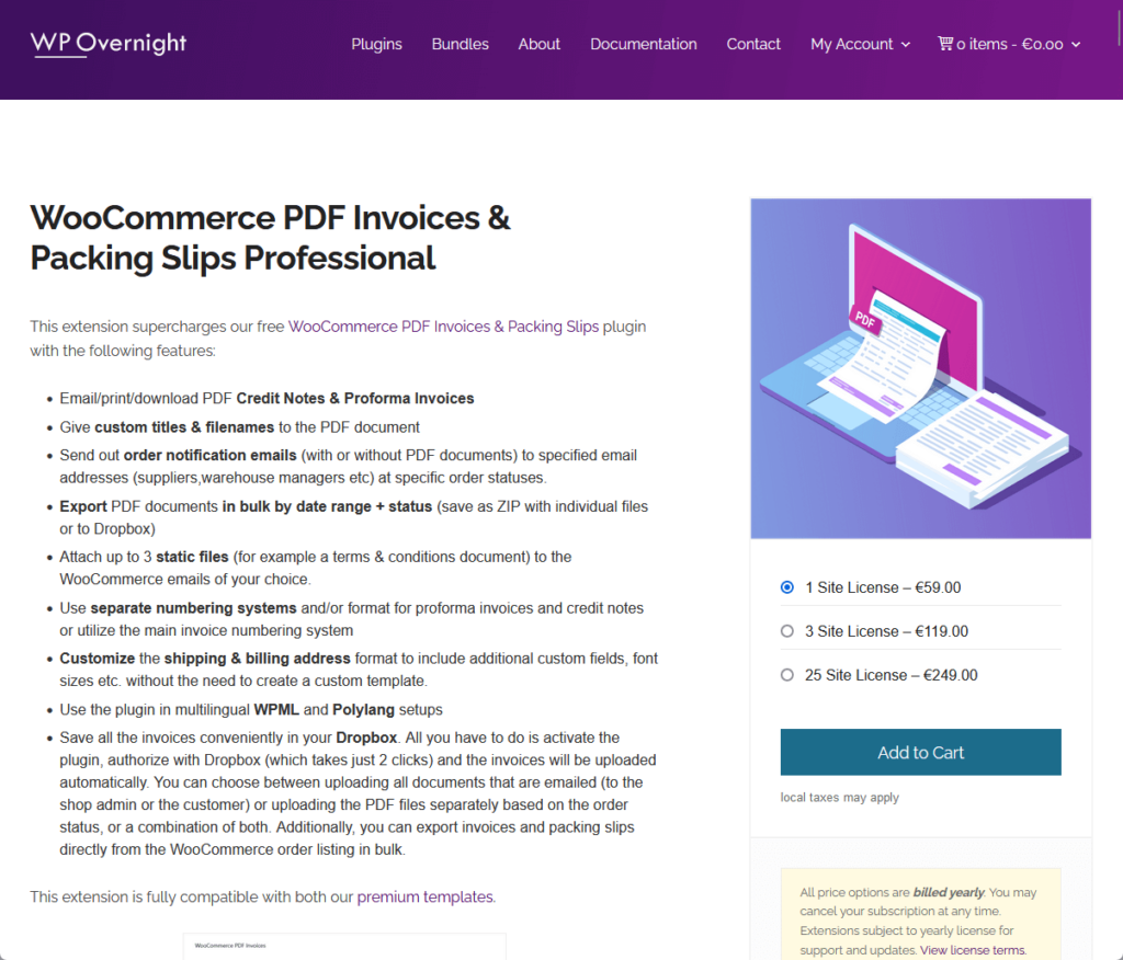 WooCommerce PDF Invoices & Packing Slips Professional 
