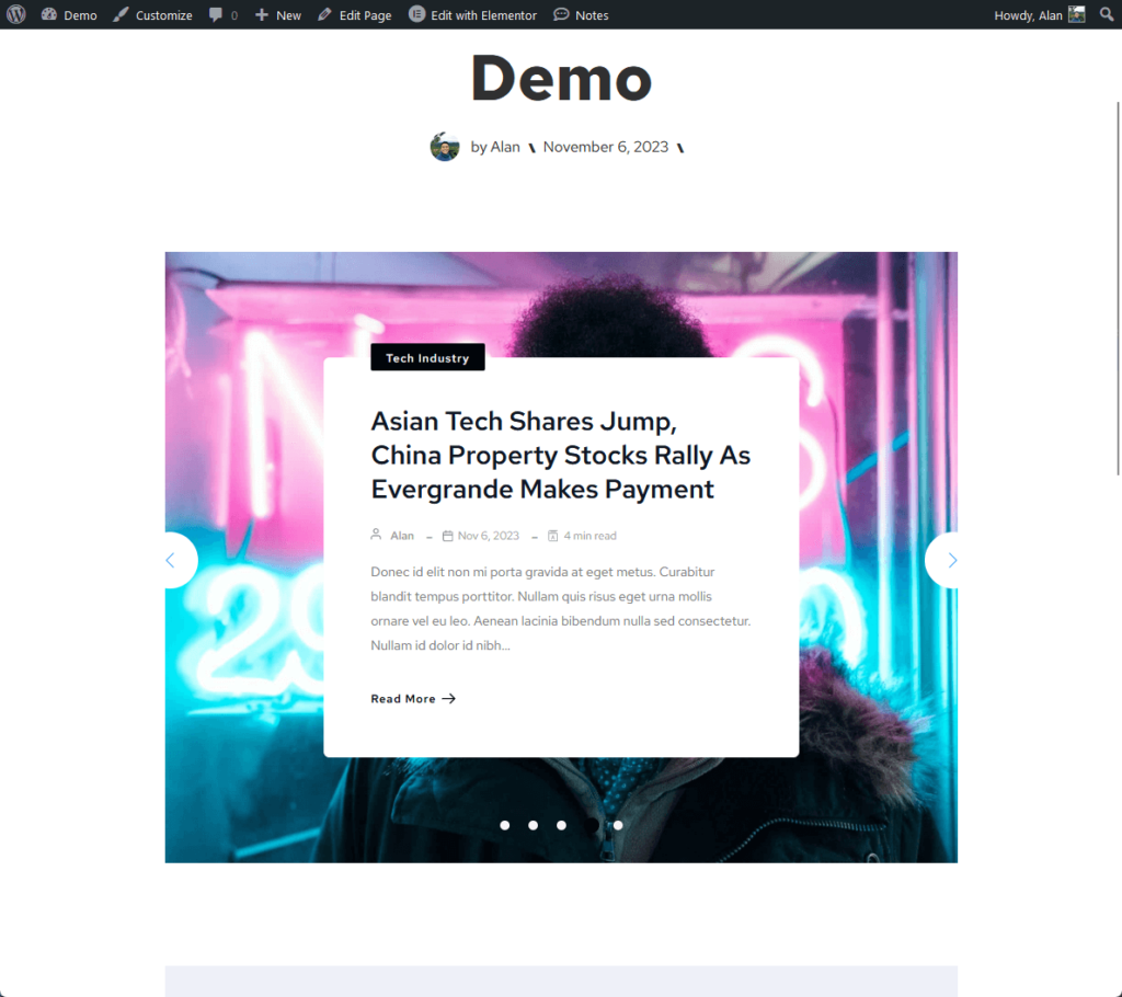 demo: using postx post slider #1 block to add featured slider