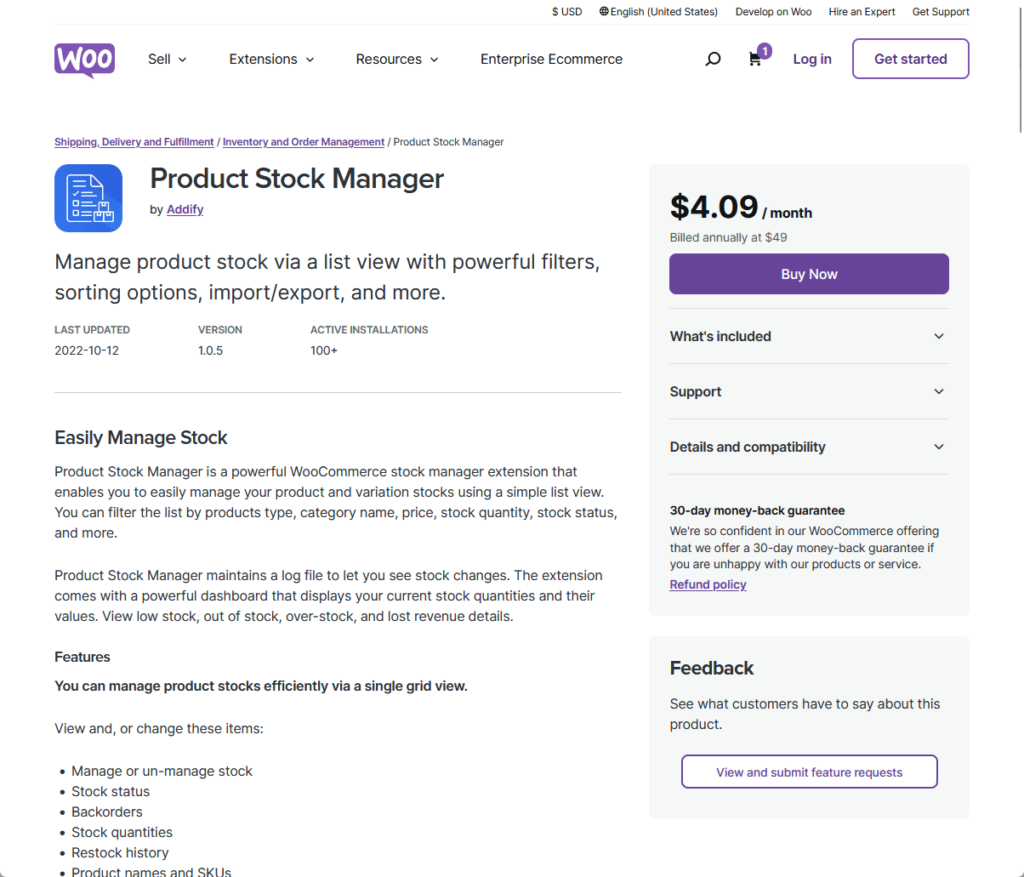 Product Stock Manager: Manage product stock via a list view with powerful filters, sorting options, import/export, and more

