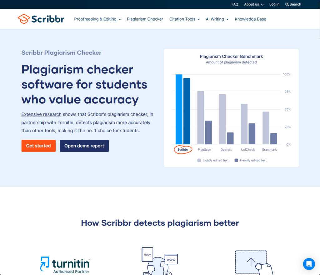 Scribbr: Plagiarism checker software for students who value accuracy