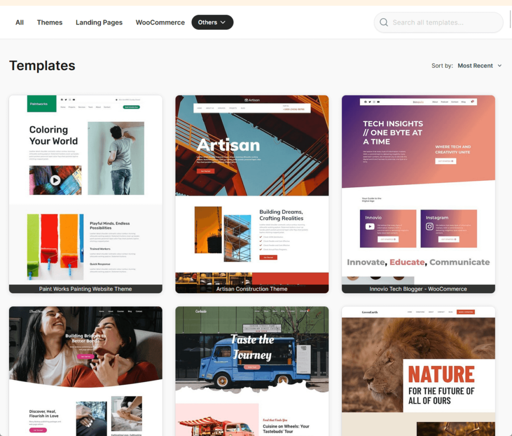 seedprod theme or landing page templates