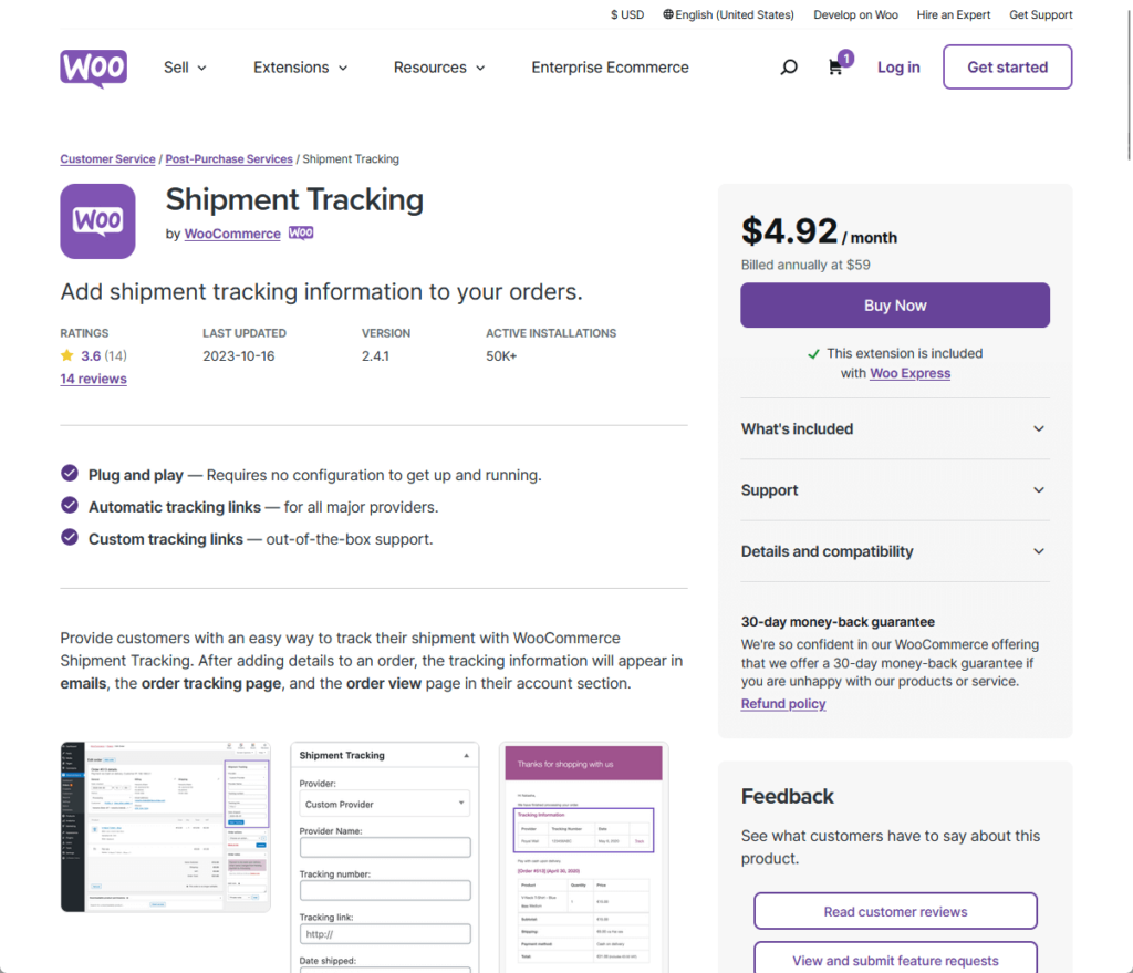 Shipment Tracking: Add shipment tracking information to your orders