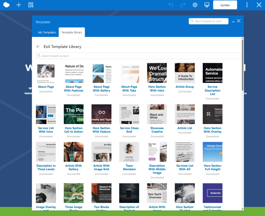 wpbakery template library within the page builder