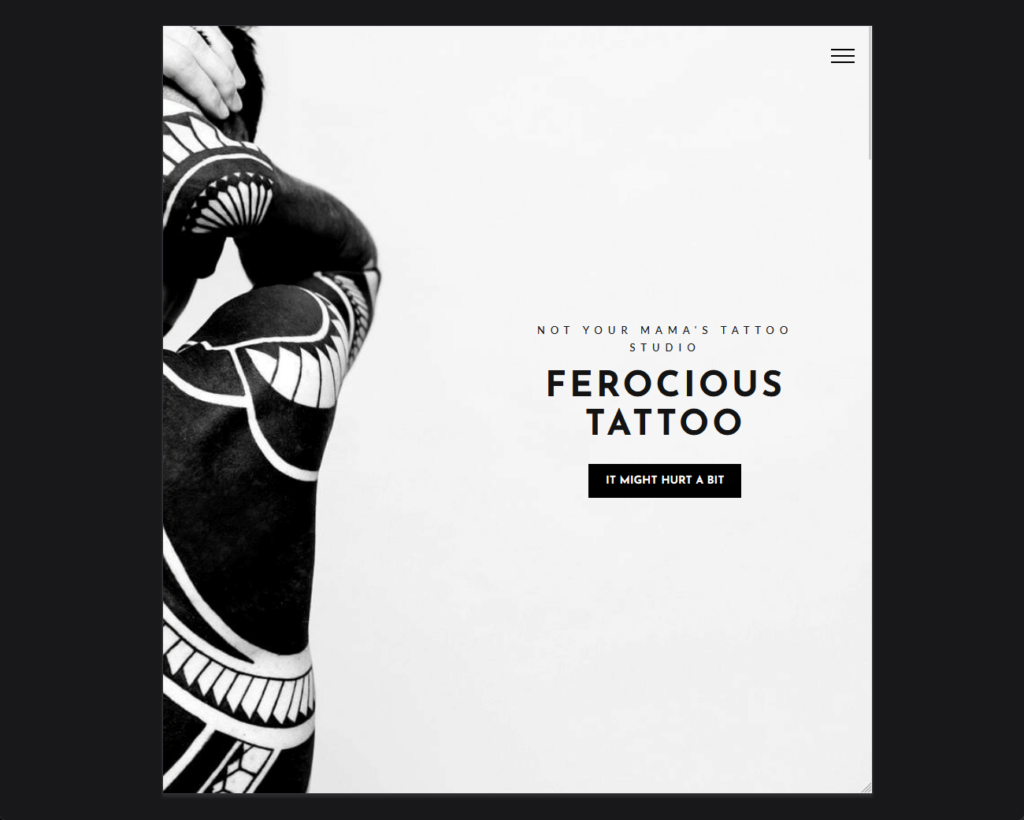 demo home page of avoir tattoos template