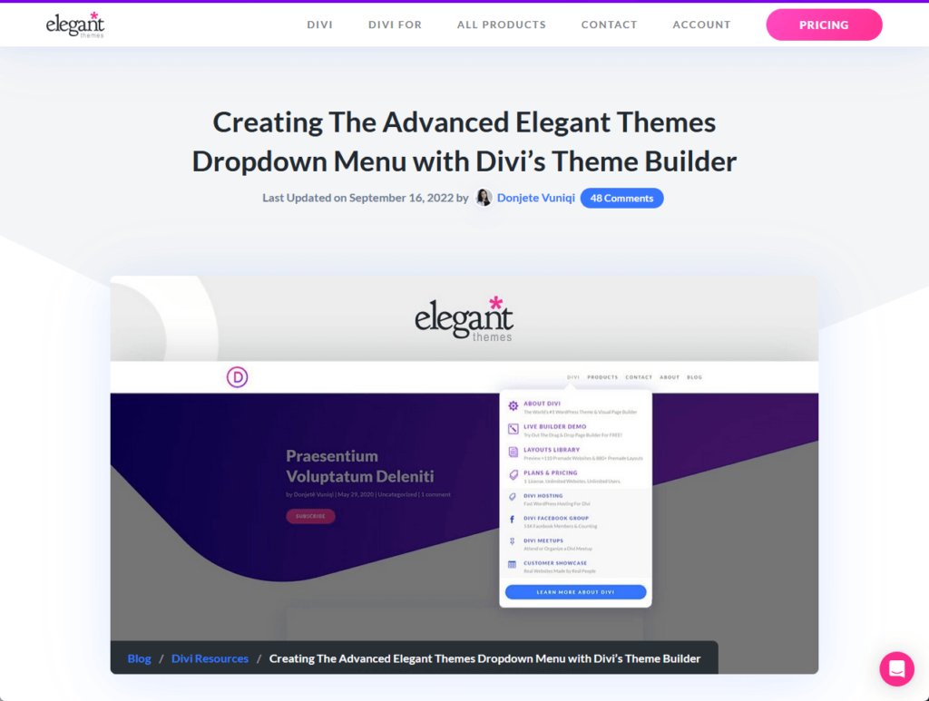 Creating The Advanced Elegant Themes Dropdown Menu with Divi’s Theme Builder