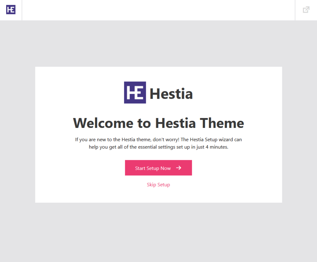 hestia setup wizard will help with the essential settings