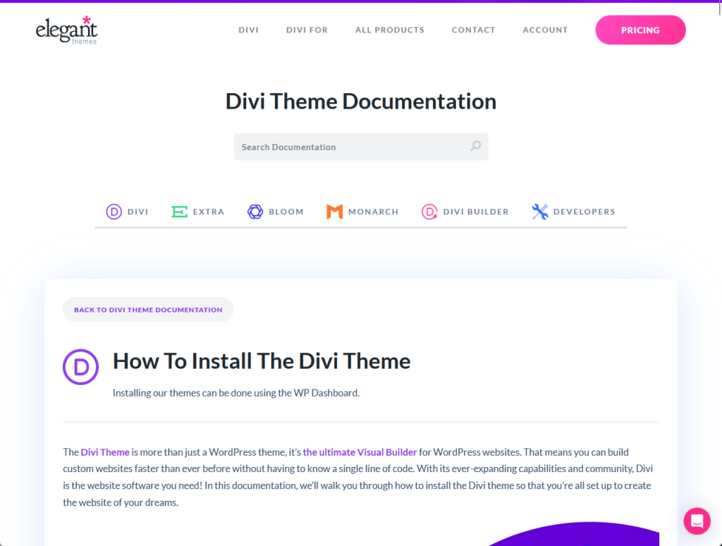 How To Install The Divi Theme from official divi documentation