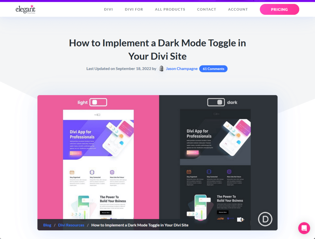 How to Implement a Dark Mode Toggle in Your Divi Site