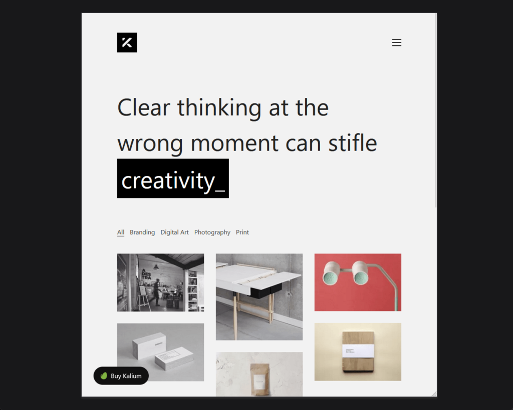 demo home page of kalium agency template