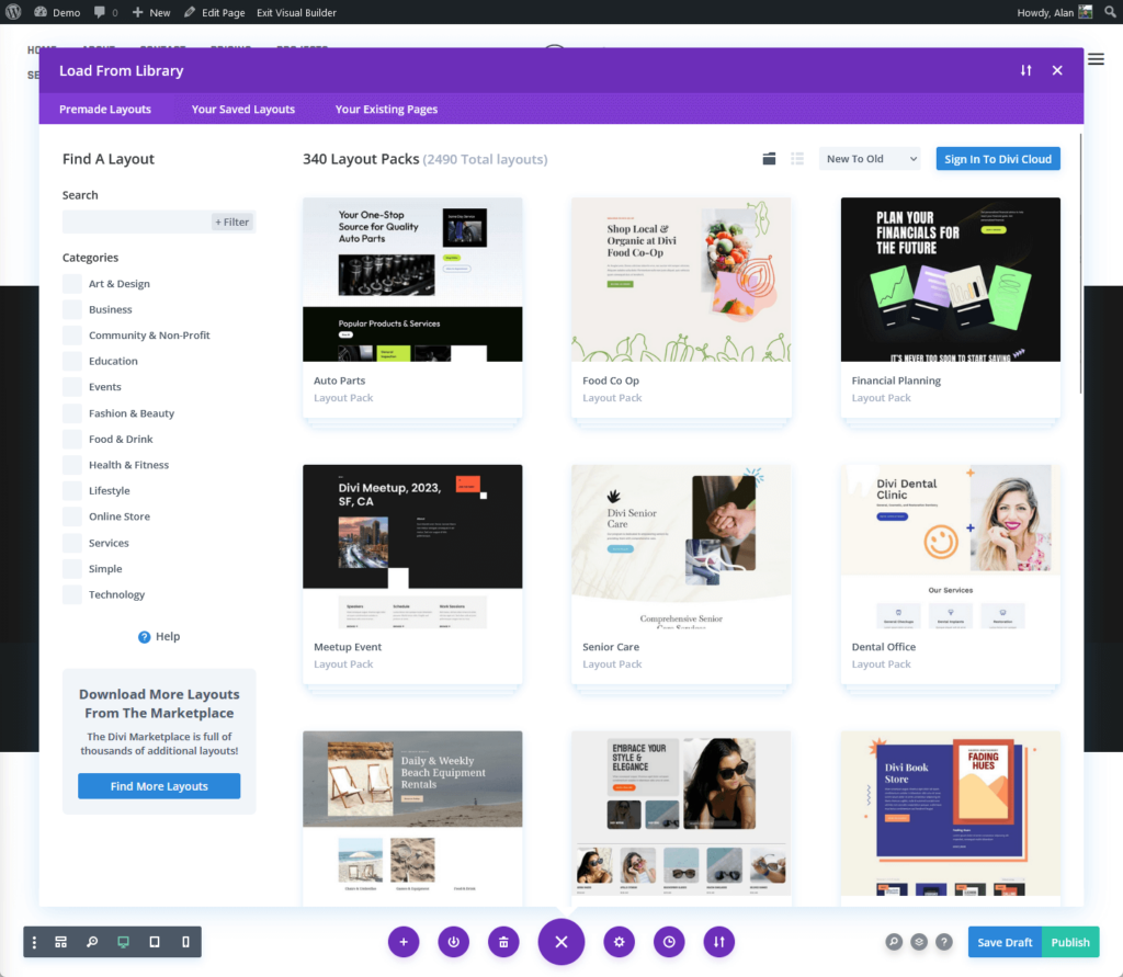 340 website layout packs with 2,490 total layouts
