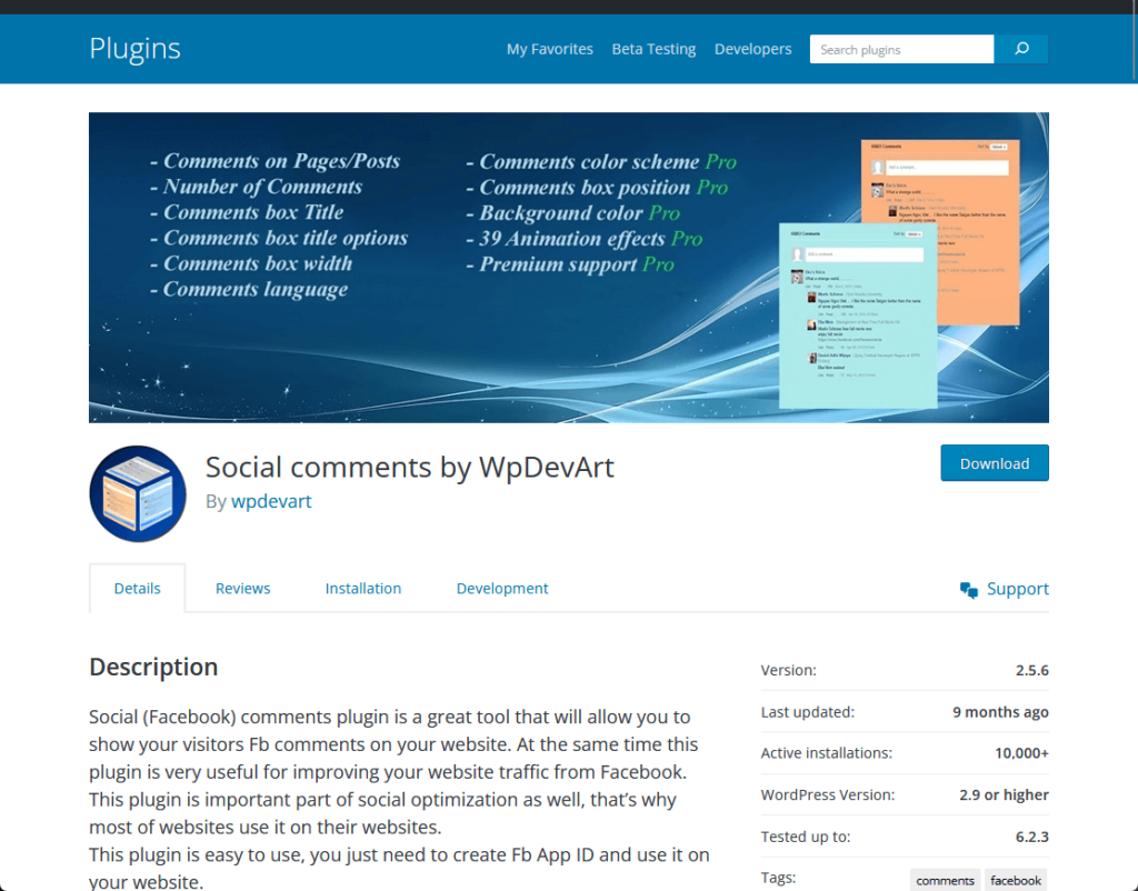 Social comments by WpDevArt