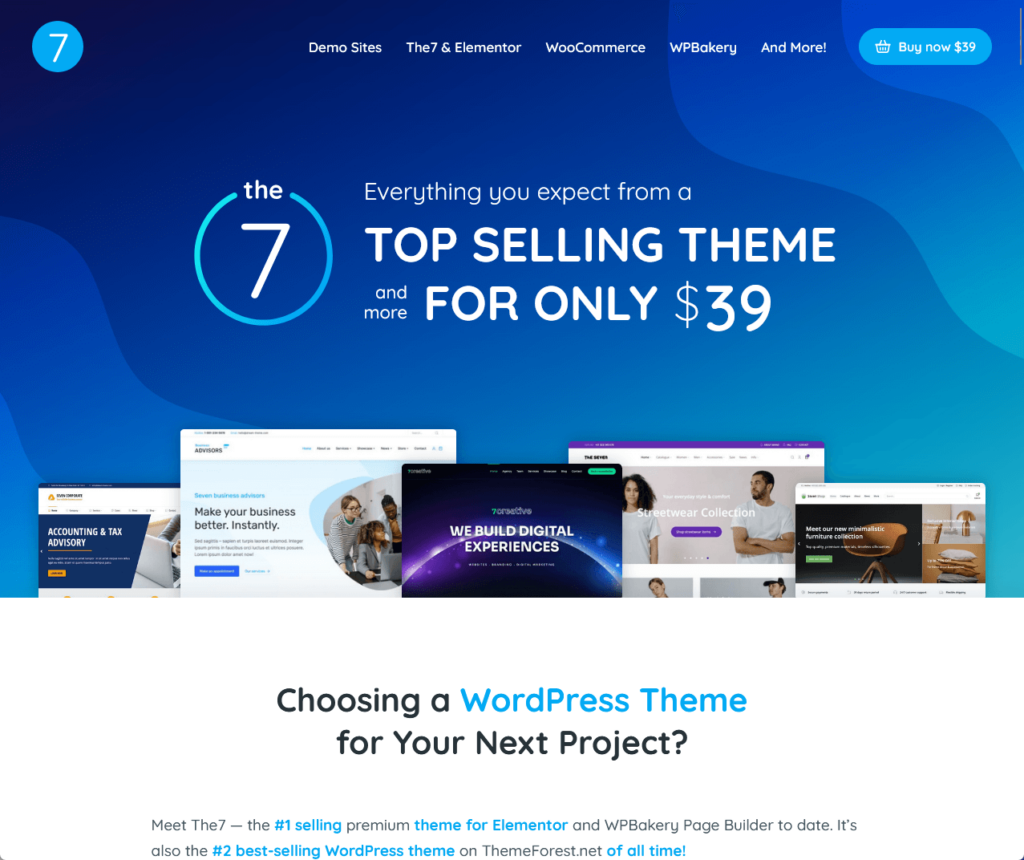 The7: Everything you expect from a TOP SELLING THEME and more FOR ONLY $39