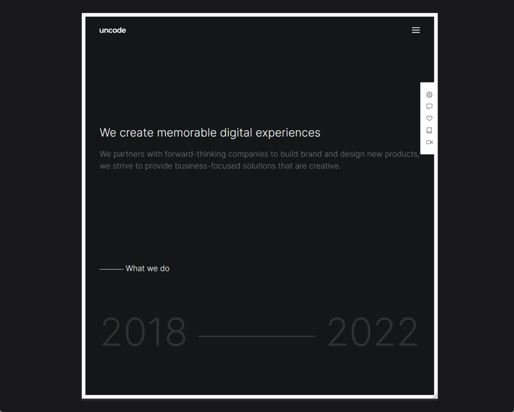 demo home page of uncode minimal template