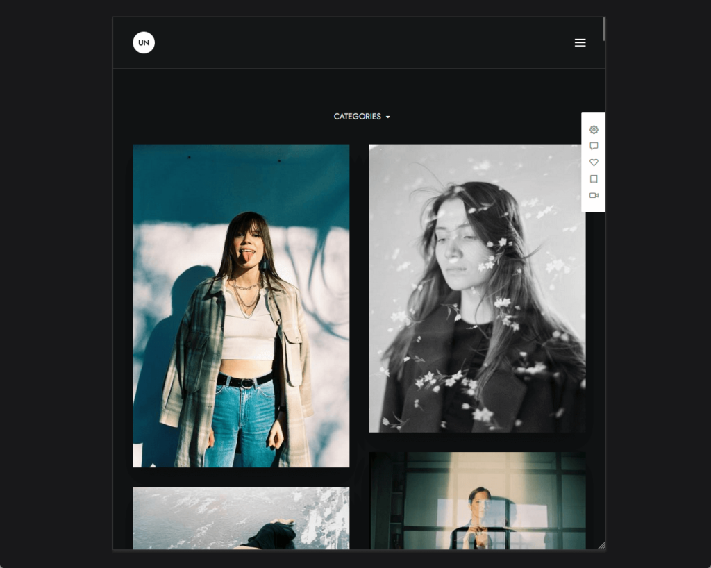 demo portfolio page of uncode photos template
