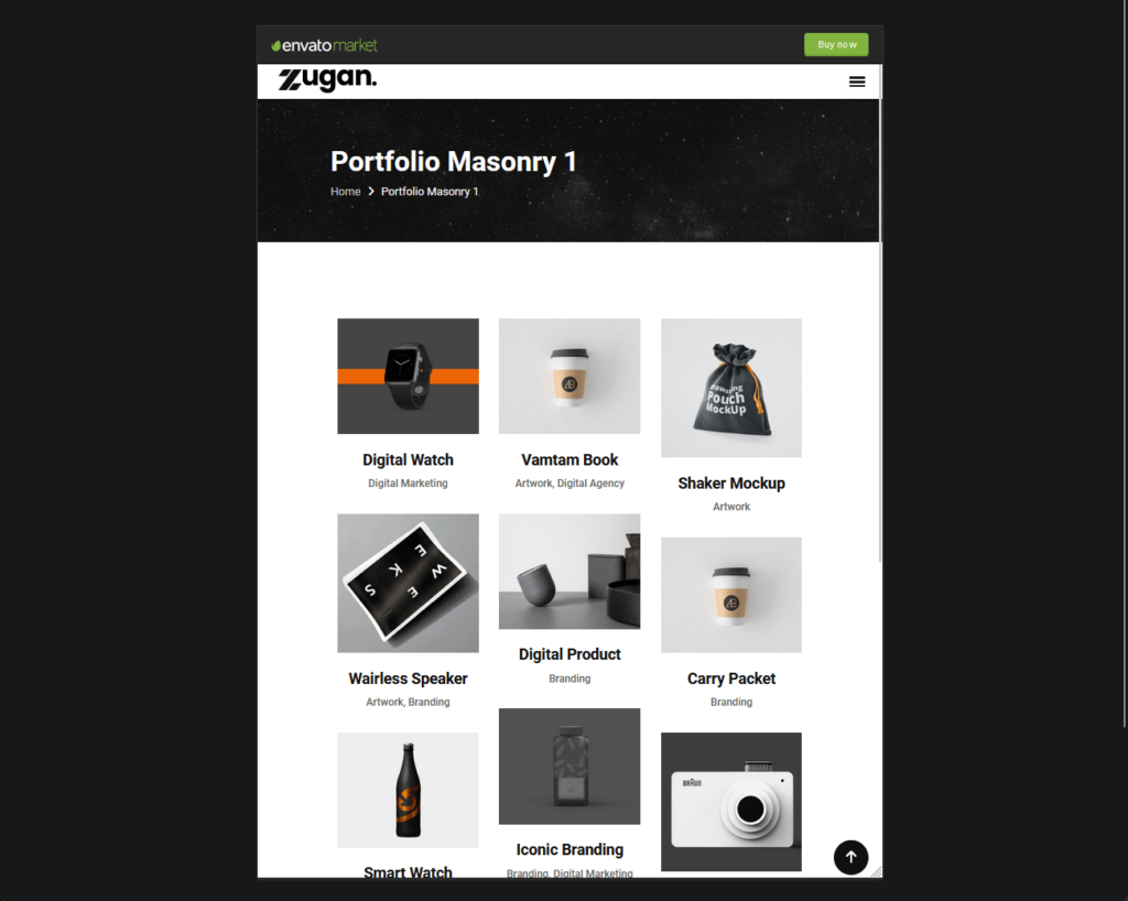 demo portfolio page of zugan demo template