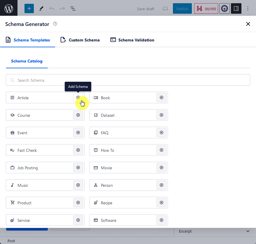 add the article schema type from the schema catalog