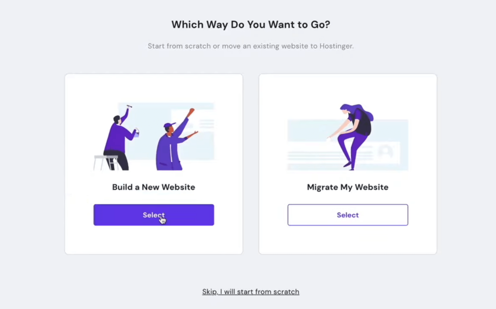 build a new website or migrate my website with hostinger