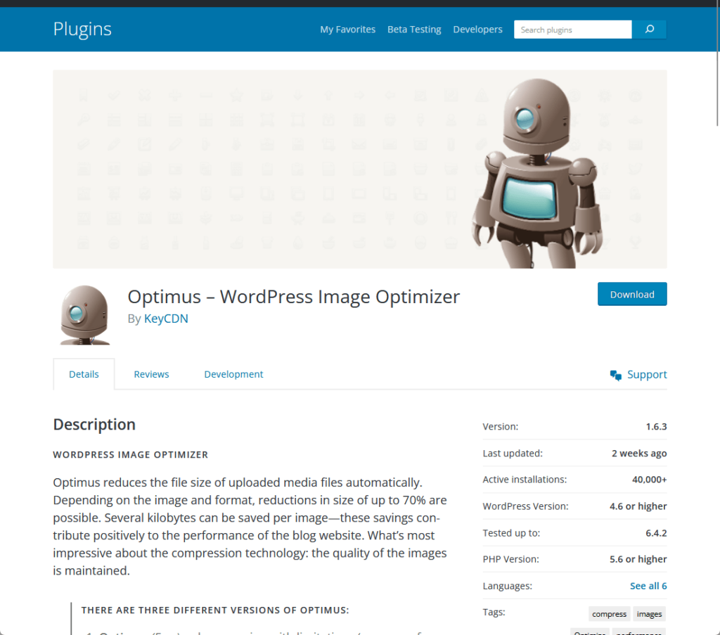 Optimus β WordPress Image Optimizer
