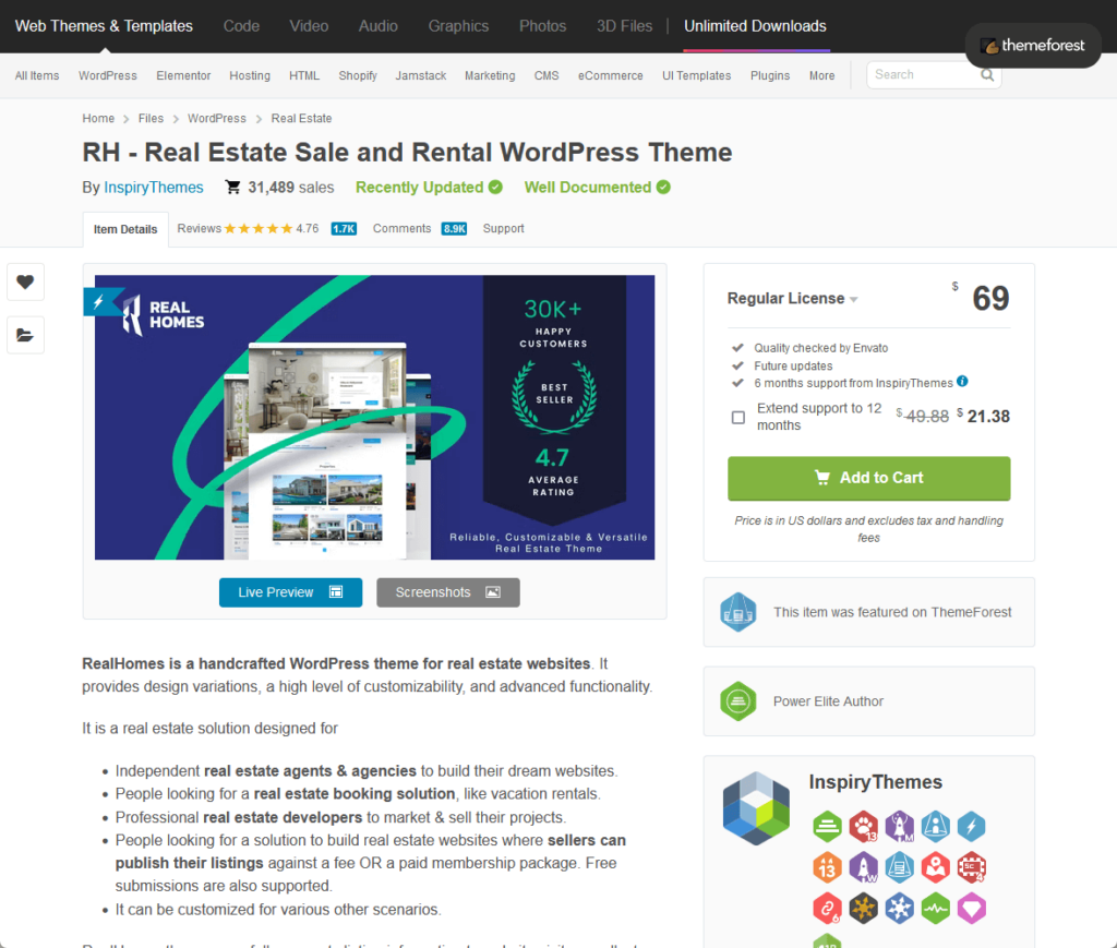RH - Real Estate Sale and Rental WordPress Theme on Envato