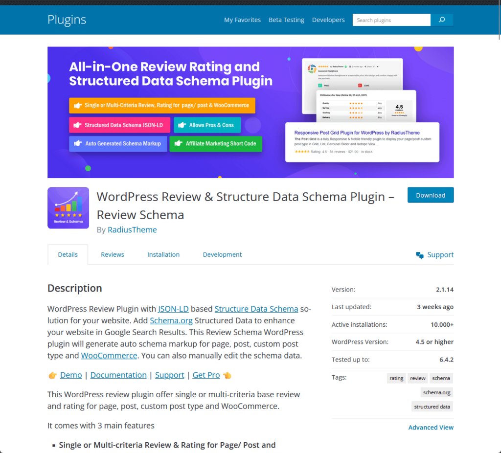 WordPress Review & Structure Data Schema Plugin β Review Schema