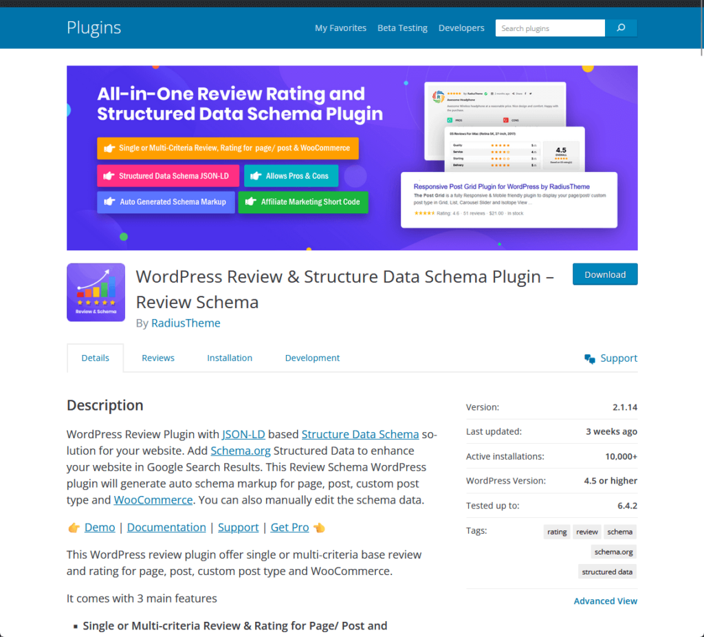 WordPress Review & Structure Data Schema Plugin – Review Schema