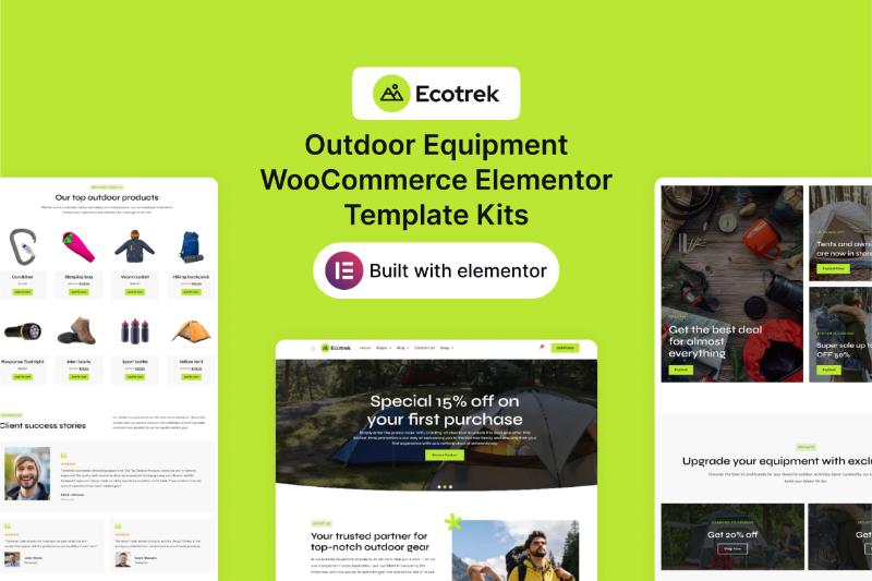 Ecotrek - Outdoor Equipment WooCommerce Elementor Template Kit