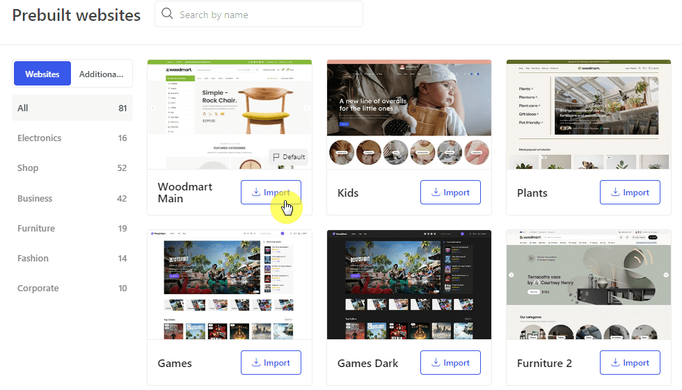 Import demo website