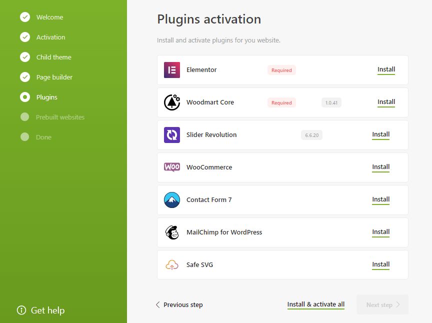 Install & activate plugins
