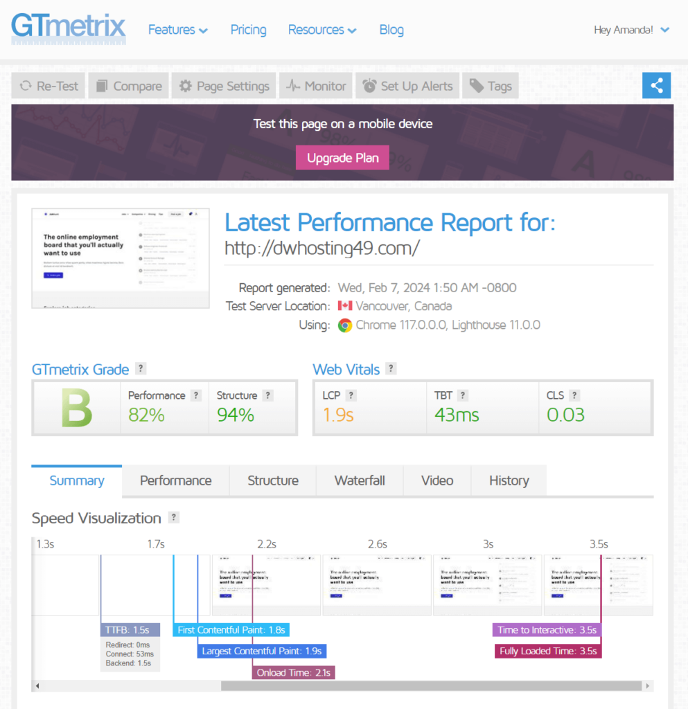 Newspaper theme GTmetrix report one