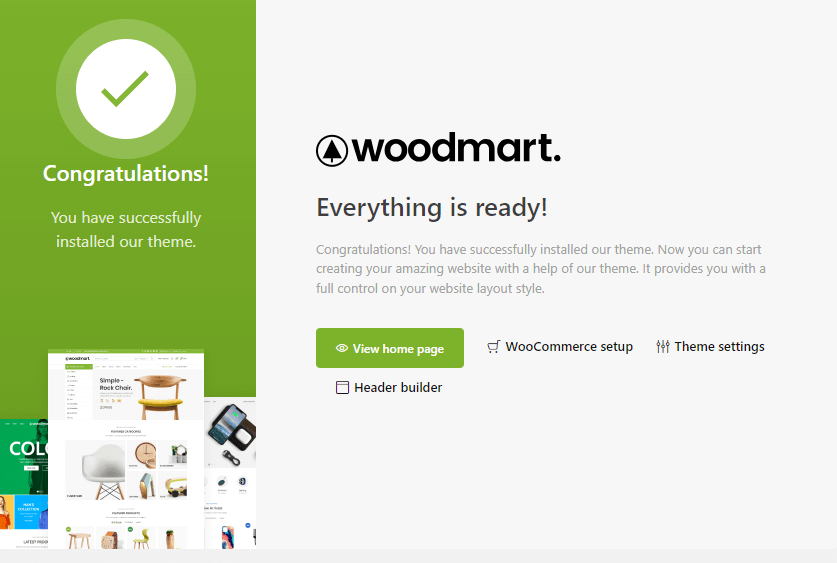 Successfully installed WoodMart