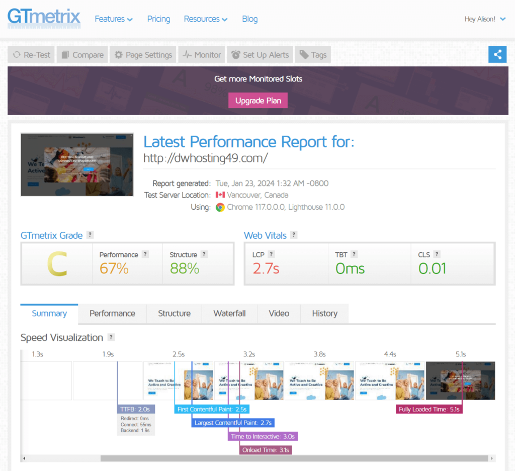WoodMart GTmetrix report one